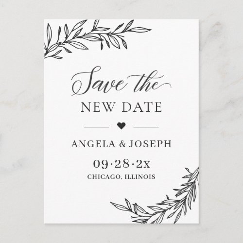 Save the New Date Change of Plan Wedding Postponed Postcard - Wedding Postponed Announcement Template - Elegant Simple Minimalist Save the New Date Postcard.
(1) For further customization, please click the "customize further" link and use our design tool to modify this template.
(2) If you need help or matching items, please contact me.