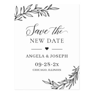 Save the New Date Change of Plan Wedding Postponed Postcard
