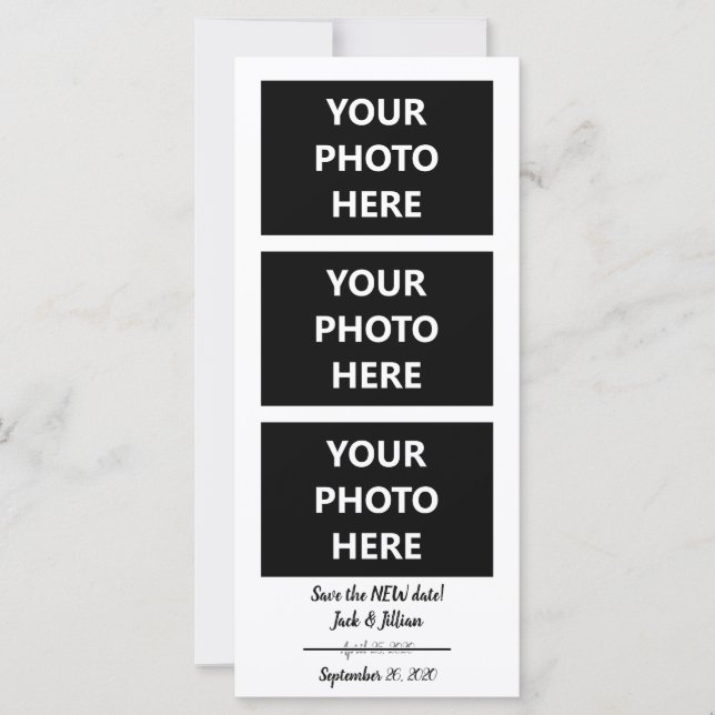 Save the NEW Date | Change the Date | 3 Photos Card (Front)