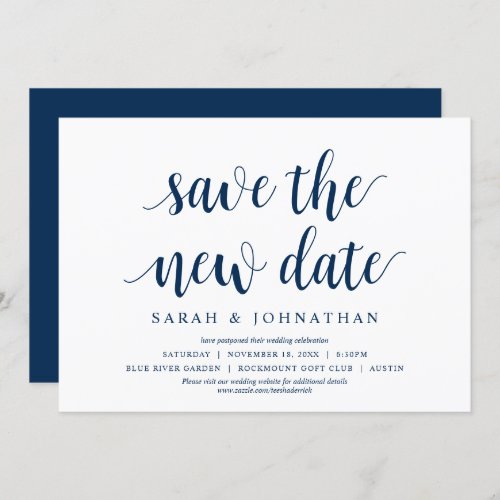 Save the New Date Wedding Change the date Card