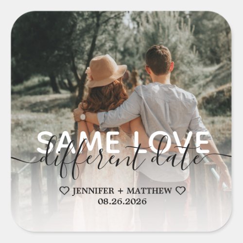 Save the New Date Wedding Photo Square Sticker