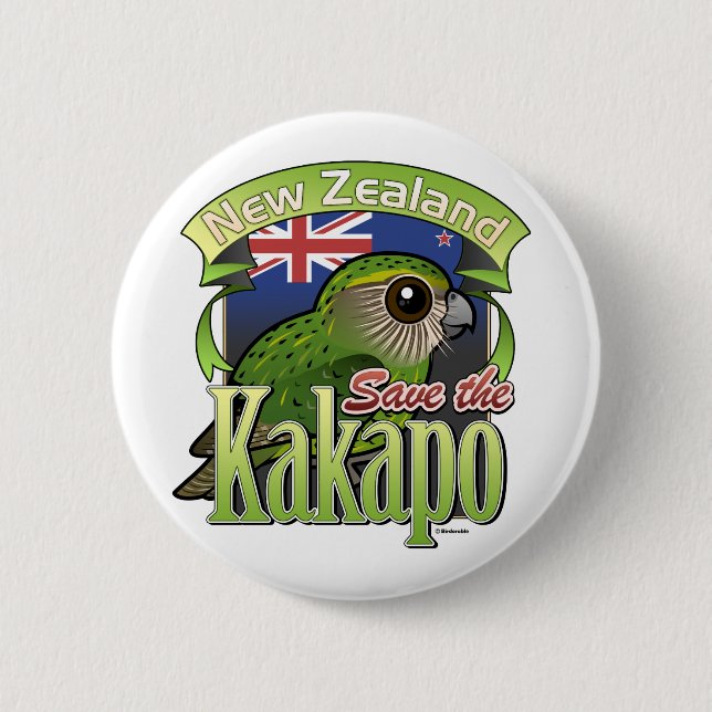 Save the New Zealand Kakapo Pinback Button (Front)