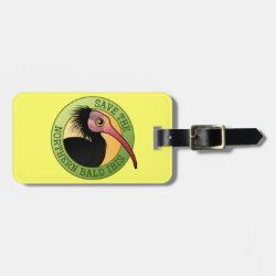 Save the Northern Bald Ibis Small Luggage Tag with leather strap