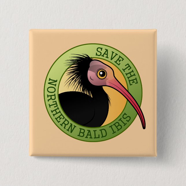 Save the Northern Bald Ibis Button (Front)