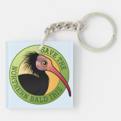 Save the Northern Bald Ibis Square Keychain (double-sided)