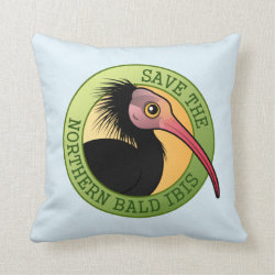 Save the Northern Bald Ibis Cotton Throw Pillow