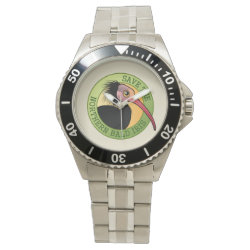 Save the Northern Bald Ibis Men's Stainless Steel Bracelet Watch