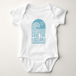 Save the ocean activist beach retro blue aesthetic baby bodysuit