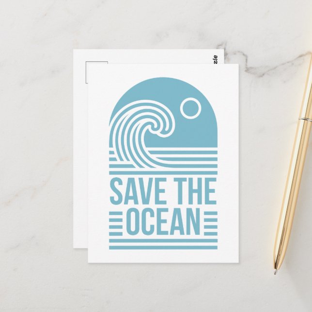 Save the ocean activist quotes aesthetic postcard (Front/Back In Situ)