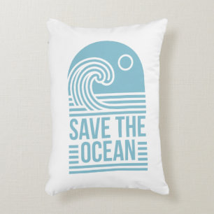 Save the ocean activist quotes retro aesthetic accent pillow