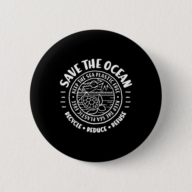 Save The Ocean, Environmental Protection, Scuba Di Button (Front)