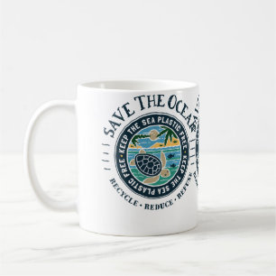 Save The Ocean Keep The Sea Plastic Free Turtle Sc Coffee Mug