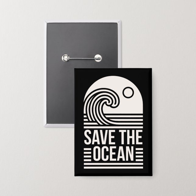 Save the ocean protection conservation volunteer button (Front/Back)