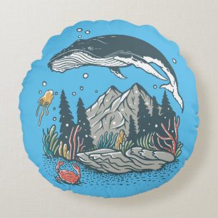 Save the Ocean Round Pillow