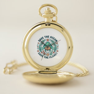 Save the Ocean Sea Turtle Vintage Engraving Shirt_ Pocket Watch