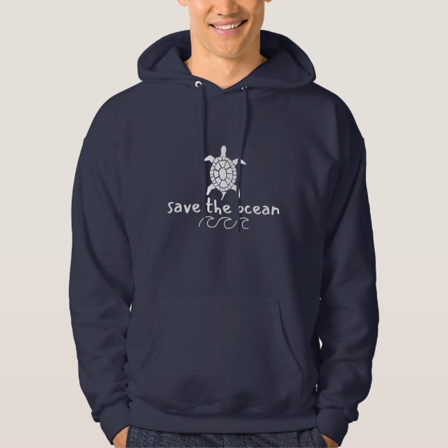 save the ocean. turtle. Pullover Hoodie (Front)
