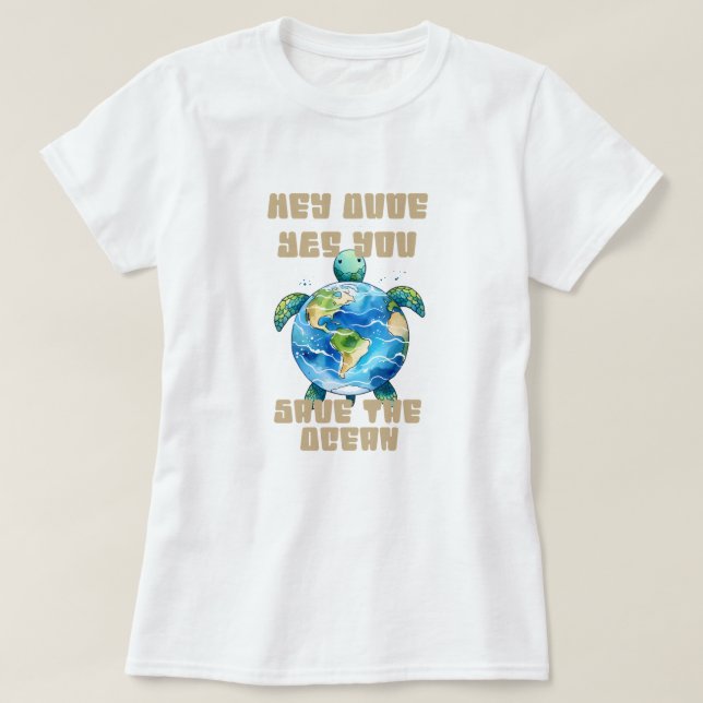 Save the Ocean Turtle T-Shirt (Design Front)