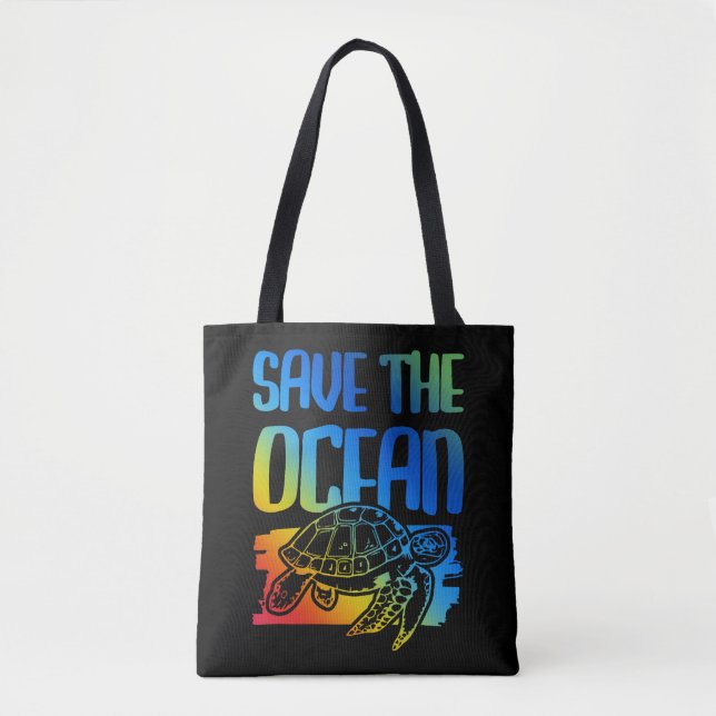 save the ocean turtle      tote bag (Front)