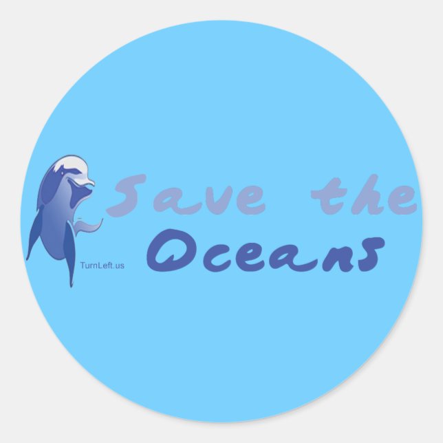 SAVE THE OCEANS CLASSIC ROUND STICKER (Front)