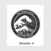 "Save the Oceans" Laptop Sticker (Black)