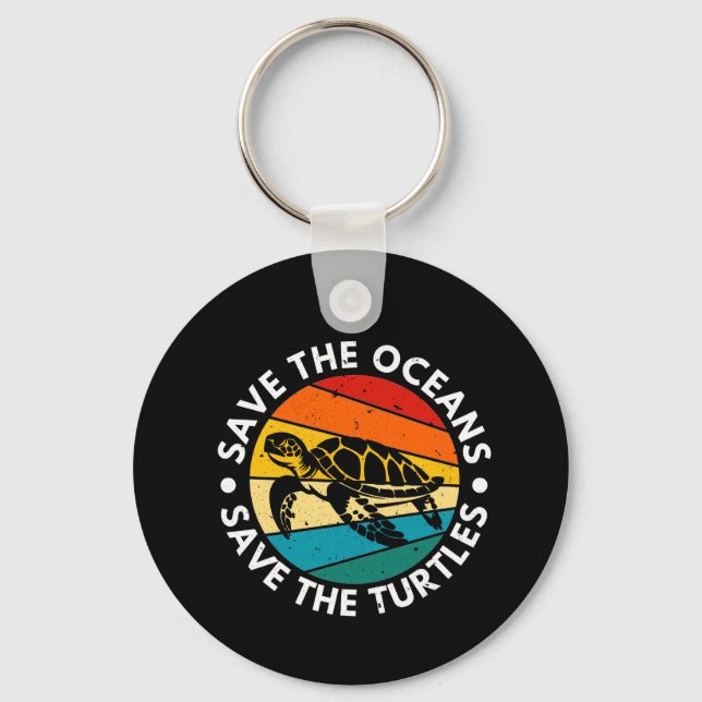 Save The Oceans Save The Turtles Keychain (Front)