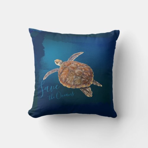 Save the Oceans Seaturtle Tropical fish custom  Throw Pillow