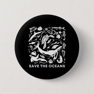 Save The Oceans-Whale Turtle Orca Climate Change-S Button