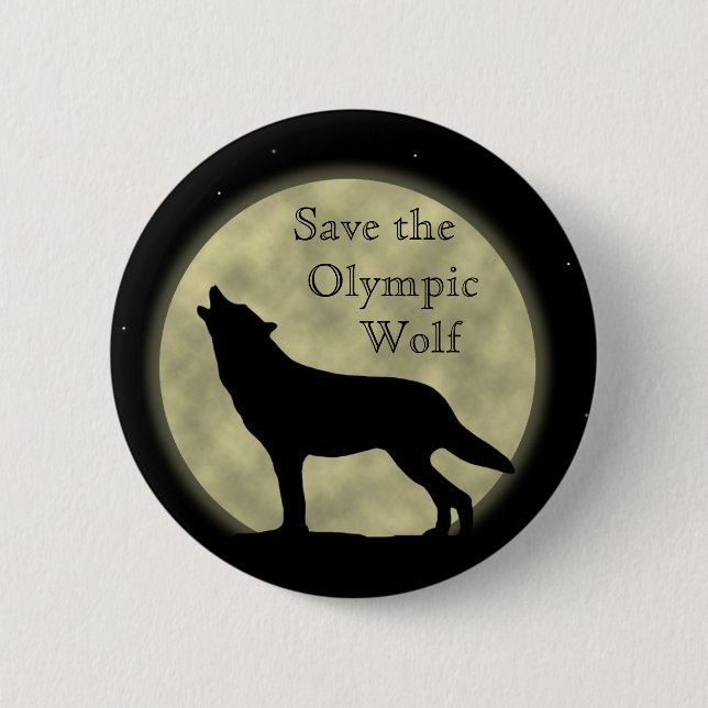 Save the Olympic Wolf Pinback Button (Front)