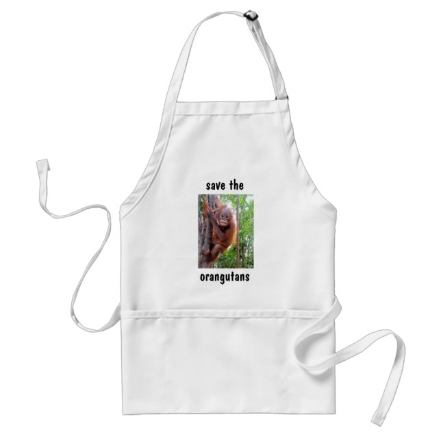 Save the Orangutans with Baby Orangutan  Uttuh Adult Apron (Front)