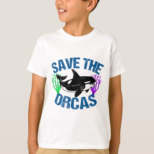 Save the Orcas Cute Ocean Animal Kids T_Shirt