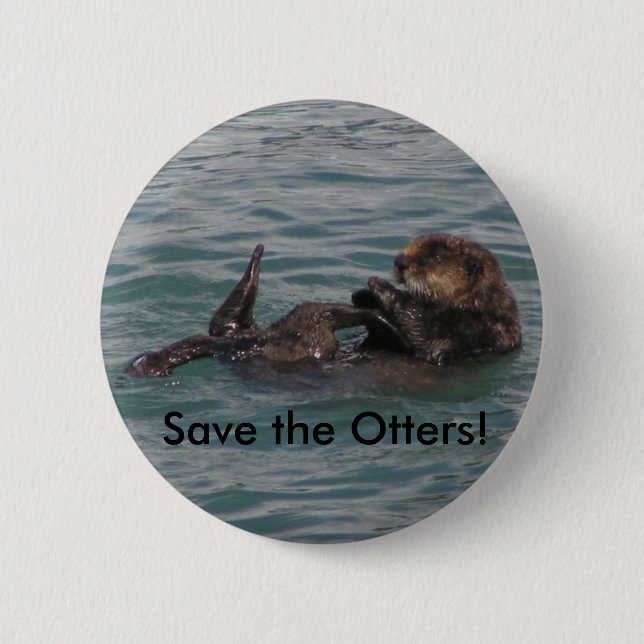 Save the Otters! Pinback Button (Front)