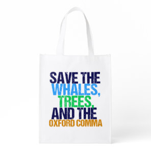 Save the Oxford Comma Funny Grammar Grocery Bag