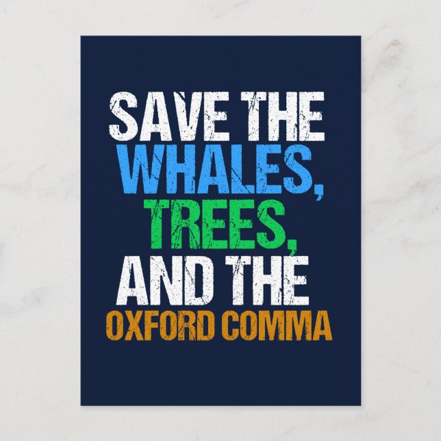 Save the Oxford Comma Funny Postcard (Front)