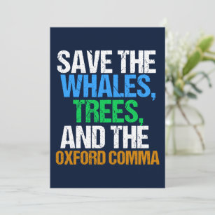 Save the Oxford Comma Grammar Humor Card