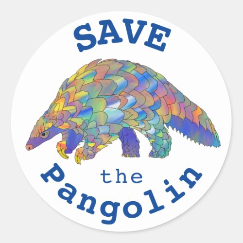 Save the Pangolin Cute Endangered Animal Activist Classic Round Sticker