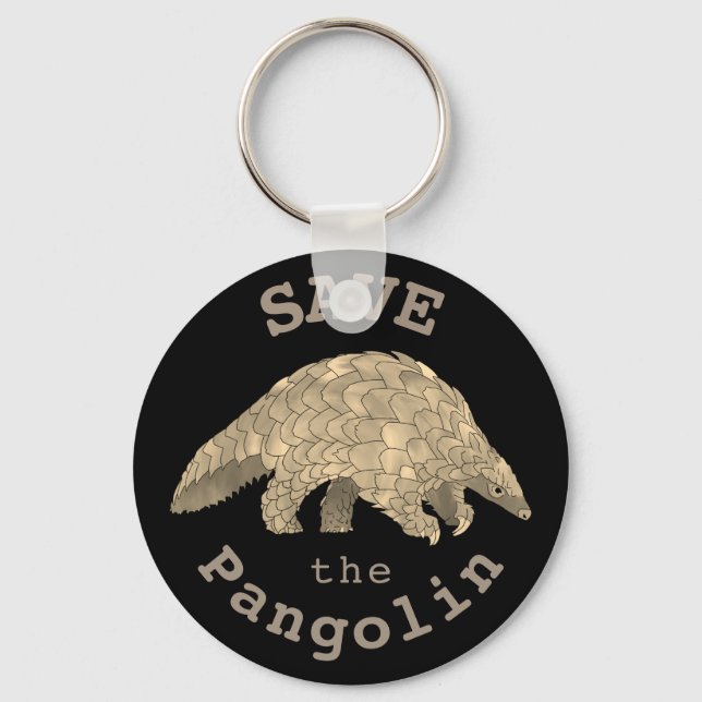 Save the Pangolin Cute Endangered Animal Activist Keychain (Front)
