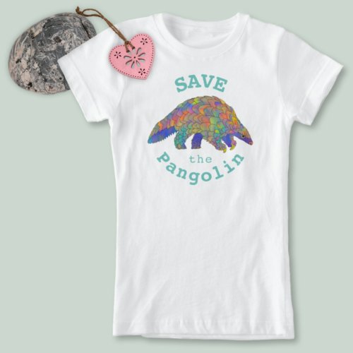 Save the Pangolin Endangered Animal Colorful Art T_Shirt