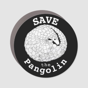 Save the Pangolin Endangered Animal Monochrome Art Car Magnet
