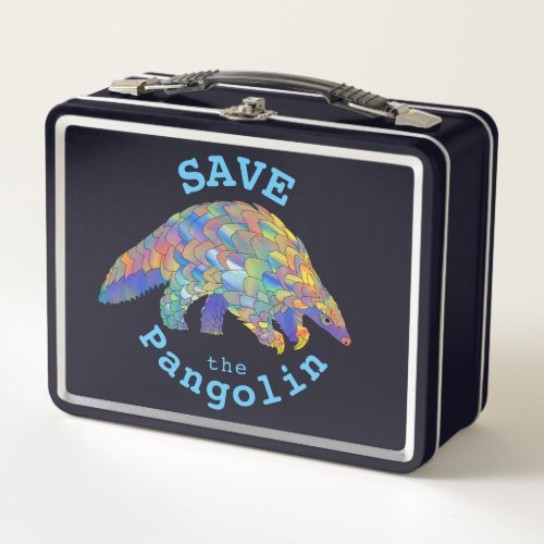 Save the Pangolin Endangered Animal Slogan Kids Metal Lunch Box