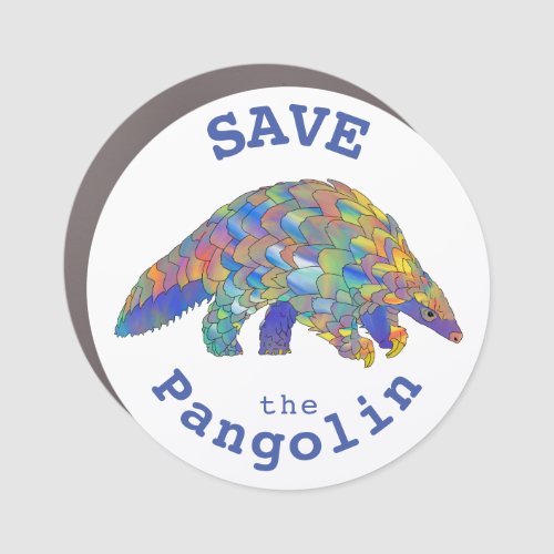 Save the Pangolin Endangered Colorful Animal Art Car Magnet