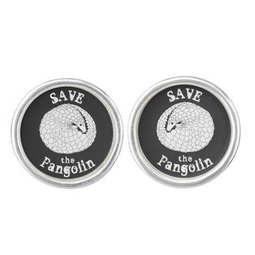 Save the Pangolin Endangered Species Monochrome Cufflinks