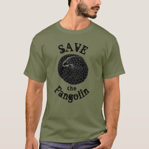 Save the Pangolin Endangered Wildlife Monochrome T_Shirt