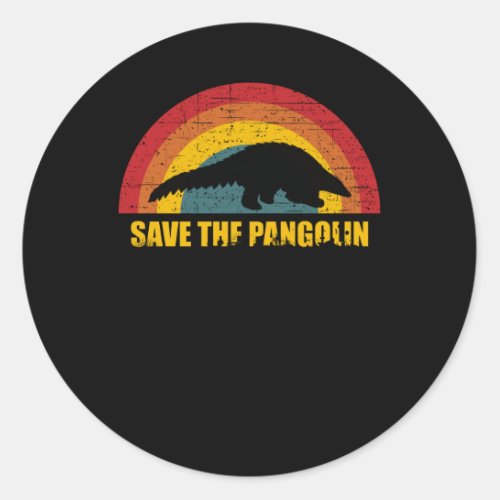 Save the Pangolin Vintage Retro Style Classic Round Sticker