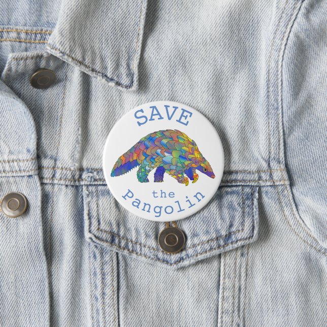 Save the Pangolins Endangered Animal Rights Art  Button (In Situ)