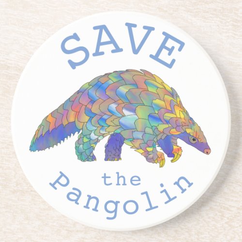 Save the Pangolins Endangered Animal Rights Art Coaster
