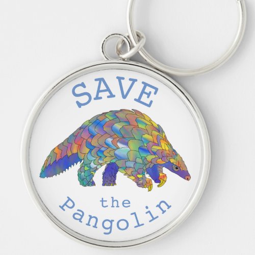 Save the Pangolins Endangered Animal Rights Art  Keychain