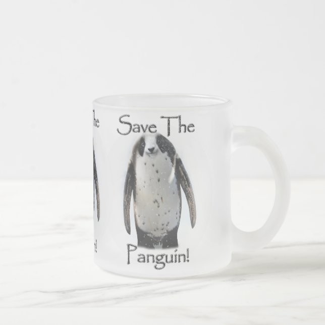Save the Panguin! Frosted Glass Coffee Mug (Right)