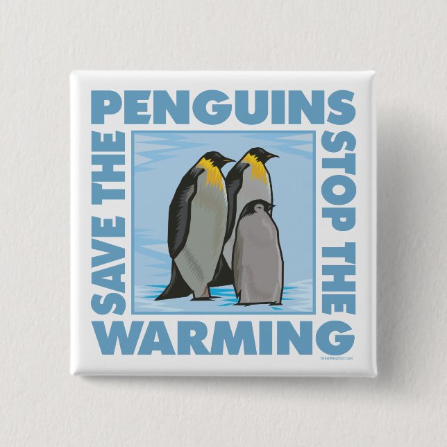 Save the Penguins Pinback Button (Front)