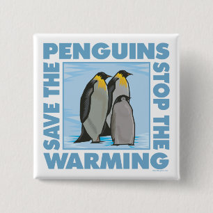 Save the Penguins Pinback Button