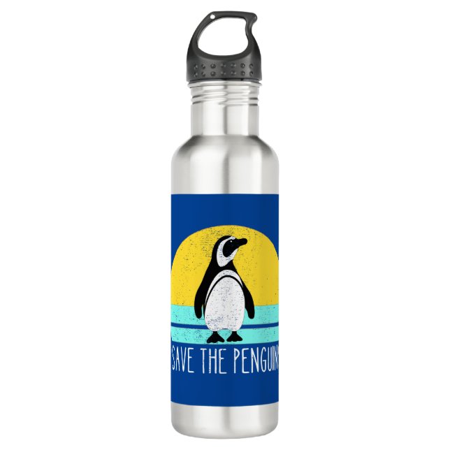 Save The Penguins Stainless Steel Water Bottle (Front)